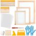 Colovis 30 PCS Screen Printing Kit for Home or Small Business, Include 3Pcs Screen Printing Frames with Mesh, 2 Pcs Squeegees, 5 Pcs Inkjet Transparency Film, Masking Tape, etc