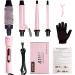 SIQUER 4 in 1 Curling Wand Set - Versatile Beach Waves Curler with Instant Heat 1/2 to 1 1/2 Inch Pink - Ideal for Women | International Shipping Available - Buy Online on SooperMarket.com