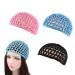 Mesh Crochet Hair Net  3PCS Crochet Hair Net  Crocheted Thick Short Hair Net Cap  Mesh Hair Nets For Women for Night Sleeping Hair Accessories (Blue Black Pink)