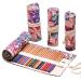 DIYOMR 24/36/72 Slots Pencil Wrap Pencil Rolls Artist Colored Pencils Roll Up Bag Short Brushes Pouch Case Pencils Organizer for Drawing Coloring and Sketching (Maple Leaves 36slots) Maple Leaves 36slots