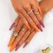 Sethexy Long Shiny Orange Ballerina Press-On Nails | 20pc Acrylic Coffin Nail Tips for Women & Girls | Bling Glitter False Fingernails - Buy Online on SooperMarket.com