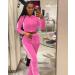 Yidengymx Women's Velour Tracksuit Set | Pink Hoodie & Wide Leg Pants | Long Sleeve Crop Top | Medium - Buy Online on SooperMarket.com