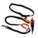 Dog lover jogging lines for large dogs from 15 kg |Elastic free -handed leash with a light belly belt |Removable dog leash with 2 soft loops |Orange running line (120 cm stretchy up to 170 cm)