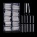 Kalolary 500PCs Extra Long Transparent wrong nails XXL long acrylic C curve nail tips coffin shape nail tips French fake nail for nail art manicure
