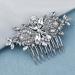 Missgrace Bride Wedding Prom Side Hair Comb Crystal Rhinestones Flower Hair Comb Clips Bridal Hair Accessories Hair Piece for Women and Girls (Silver)