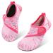 JIASUQI Kids Boys Girls Water Shoes Quick Dry Barefoot Aqua Socks for Beach Swimming Pool 8.5/9 UK Child Easy Line Pink