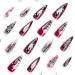 MISUD Long Stiletto Press on Nails - Gothic Red Black Ombre Acrylic Fake Nails - 24 Pcs Glossy Chrome Swirl Design - International Shipping Available - Buy Online on SooperMarket.com