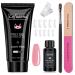 Gel Extension Nail Kit 30ML Poly Gel Nail Clear Poly Gel Nail Extension Kit Builder Gel Nail Kit Poly Gel Nail Gel Starter Professional Nail Gel Kit With Slip Solution And Poly Gel Clips light pink
