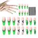 Halloween Press on Nails Halloween Press on Nails Medium Horror Ghost and Skull Halloween Fake Nails 24PCS Coffin French Tip False Nails with Gel Glue