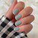 24pcs False Nails Short for Women Stick on Nails Press on Nails Removable Glue-on Nails Fake Nails Women Girls Nail Art Accessories (Pee Green)