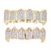 Brass Teeth Set Hip Hop Prop Teeth Accessory Decoration for Halloween Party Gift (two color suit)