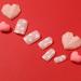 24pcs White Heart Square False Nails - Short Press on Nails for Women & Girls | Removable Glue-on Fake Nails - Nail Art Accessories - Buy Online on SooperMarket.com