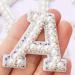 26 Piece Rhinestone Iron On Patch A-Z White Pearl Bling Rhinestone Letter Patch Glitter Alphabet Applique Rhinestone Pearl English Letter for DIY Craft Supplies (Colorful White)