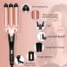 8-in-1 Beach Wave Curling Iron Wand Set for Long and Short Hair - 30s Heat-up, 5 Ceramic Barrels, 2 Heat Settings - Rosa Gold - Buy Online on SooperMarket.com