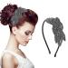 WLLHYF 1920s Headbands for Women Christmas Black Crystal Hairband Rhinestone Flapper Headpiece 20s Vintage Hair Valentines Accessory for Girls Costume Party (Grey)