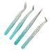 4PC Eyelash Extension Tweezers Set - Straight & Curved for Professionals & Home Use - Light Nail Art Tools - Buy Online on SooperMarket.com