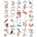 Everjoy Watercolor Flowers Birds Realistic Temporary Tattoos 40+ Designs Waterproof Tattoos for Women and Men 20 Pcs