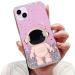 Tivenfezk nadoli for iPhone 15 plus astronaut hidden stand shell caricature glitter stand soft silicone bling transparent protective cover iphone 15 plus pink