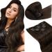 Laavoo real hair Extensions clip in light brown with ash brown long real hair clip in extensions brown natural clip in real hair 50cm 20 inch 105g/7pcs 50cm-105g 4.4#9/12