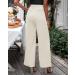 Vetinee Wide Leg High Waisted Dress Pants for Women XL - Vanilla Ice | Business Office Trousers with Pockets - Buy Online on SooperMarket.com