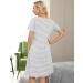 Marvmay Women's Cotton Nightgown - Short-Sleeved Button-Strip Sleep Shirt XXL Light Gray International Shipping Available - Buy Online on SooperMarket.com