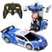 FAFUGANIA Remote Control Car, Transform Robot RC Car with One Button Deformation, 2.4Ghz 360 Degree Rotating Drifting Police Toy Cars, 1:18 Transforming Robot Boys Toys Blue