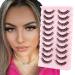 Parriparri Eyelashes Russian Strip Lashes 10 Pairs Curly False Lashes D Curl Volume Strip Lashes Natural Fluffy Thick Fake Lashes Russian-23
