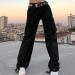 Gufesf Women's Baggy Cargo Pants - Trendy Low Waist Wide Leg Trousers with Big Pockets | Y2K Streetwear Fashion - Ak-a-black, Large - Buy Online on SooperMarket.com