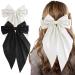 Andibro French Bow Hairpins for Women Long Tail Large Bow Barrettes Clip Soft Silky Satin Hairclip Bow Metal Duckbill Clips for Dress up Accessories Decor for Wedding Party