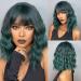 Haircube short charming bob with bangs wigs for woman nature heat -resistant synthetic fiber party/cosplay/costume/daily wig (dark green)