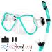 JARDIN Dry Snorkel Set, Panoramic Wide View Snorkel Mask, Anti-Fog Tempered Glass Diving Mask, Free Breathing& Easy Adjustable Strap Scuba Mask, Professional Snorkeling Gear for Adults Teal