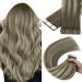 Youngsee injection tape extensions real hair ombre real hair extensions tape 55cm virgin tape in extensions light ash brown ombre blond tape in extensions real hair skin web 5pcs 12.5g #7/7/ic