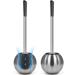 IXO Toilet Brush and Holder 2 Pack, 304 Stainless Steel Toilet Brush with Extended and Durable Comfortable Brush Handle, Toilet Bowl Brush for Bathroom Toilet - Ergonomic, Pratical Durable Silver