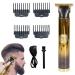 Dous T9 Electric Hair - T-Electric Cordless Beard Trimmer Cordless T-Hair Trimmer for Mustaches Nose Hair Grooming with 4 Guide Comb Gold Black