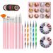 Nail Pen Designer Stamp Nail Art Tool with 15pcs Nail Painting Brushes Nail Dotting Tool Nail Foil Manicure Tape Color Rhinestones for Nails