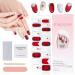 EBANKU Christmas Semi Cured Gel Nail Strips Glitter Gel Nail Polish Strips Long Lasting Waterproof Full Nail Wraps Stickers with Stick Nail File Wipes & Sealing(UV/LED Lamp Required) (SDTRK18)