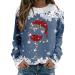 Women's Christmas Sweatshirts Cute Snowman Penguin Print O-Neck Raglan Top Shirt Pullover Comfy Warm Xmas Jumper Winter Long Sleeve Tops Loose Tunic Top Sweaters Z21-blue XXL