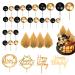 58pcs Black and Gold Balls Cake Toppers Decorations Gold Cake Decorations Black and Gold Ball Cake Decorations Gold Cake Topper Decorations Palm Leaf Cake Toppers Birthday Cake Decorations for Party.