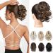 Reecho ponytail hair extension 23 cm short curly corrugated hair clip hair part horse cock hair extensions hair parts ponytail extension - chestnut brown with golden highlights