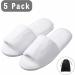 5 Pairs Velvet Open Toe Spa Slippers with Travel Bags | One Size Fits Most Men and Women - White - Buy Online on SooperMarket.com