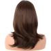 MapofBeauty 18 Inch/45 cm Layered Bangs Straight Synthetic Fiber Shoulder Length Hair Daily Use Wig (Brown) - Buy Online on SooperMarket.com