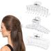 Lusofie 3Pcs Clear Claw Clip Plastic Large Claw Clips for Thick Hair Strong Holding Teeth Interlocking Banana Hair Clips Jumbo Jaw Clips for Women Girls