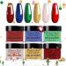 Honey Joy Christmas Dip Powder Set Red Green Golden Glitter Fine Dipping Powder Colors No Need Lamp Cure Like Gel Polish Effect Even & Smooth Finishing (DP-G-6pcs-10g/box)