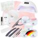 ND24 NAILDESIGN-Geln gel Starter Set Basic French with LED prison gel assembly gel French gel sealing gel LED lamp & accessories-Complete set for beginners-LED gel Made in Germany & Vegan