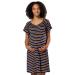 HAPPY MAMA Women's Maternity Nursing Delivery Hospital Gown Nightshirt 1029 10 Navy & Orange Stripes