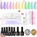 Beetles Gel Nail Polish Kit with Light Starter Kit Candy Land Collection Pastel Gel Polish Set Mint Green Baby Blue Soft Pink Colors Soak Off UV LED Nail Lamp Base Gel Top Coat DIY Home Manicure Candy Land Starter Kit