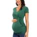 Love2Mi Women Maternity Breastfeeding Tops Long Sleeve V-Neck Cute Maternity Clothes L Hunterbr-short