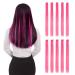 Colored Clip in Hair Extensions 20" 10pcs Straight Fashion Hairpieces for Party Highlights Pink 20 Inch (Pack of 10) Pink