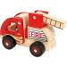 Bino Holzauto Feuerwehr - Wooden Fire Truck Toy for Kids 12 Months+ | Fold-Out Ladder PVC Tires Promotes Hand/Eye Coordination - 17x12x9 cm Red - Buy Online on SooperMarket.com