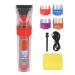 Transparent Electric Hair Clipper Hair Cutting Kit 4pcs Guided Combs Adjustable Rechargeable Ergonomic Handle Transparent Electric Hair Clipper Incisive Knife for Salon(Red)